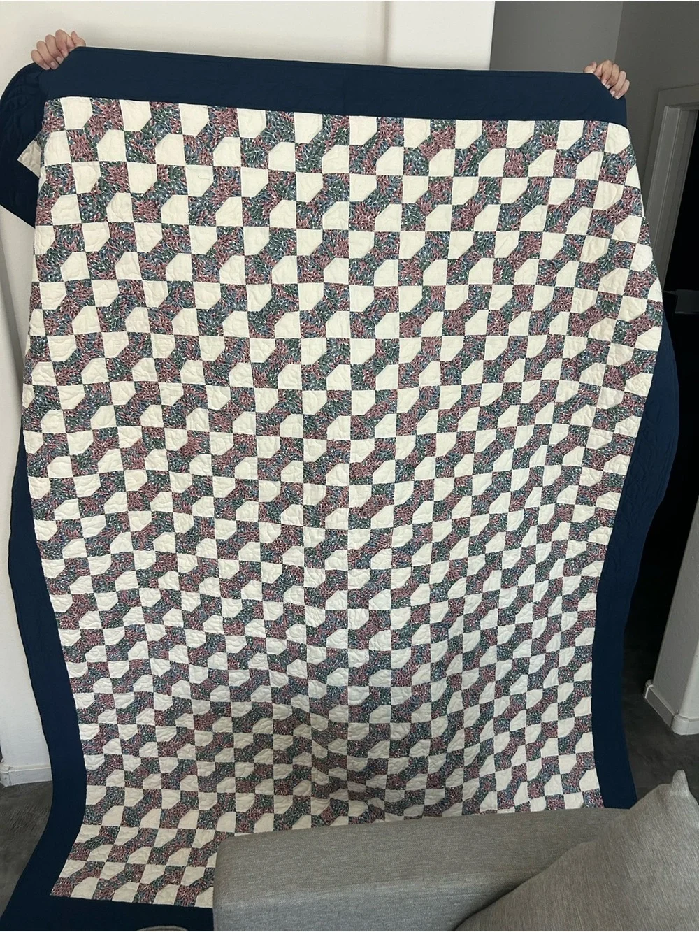 Handmade Patchwork Quilt Cottagecore About 6 ft x 8 ft Vintage